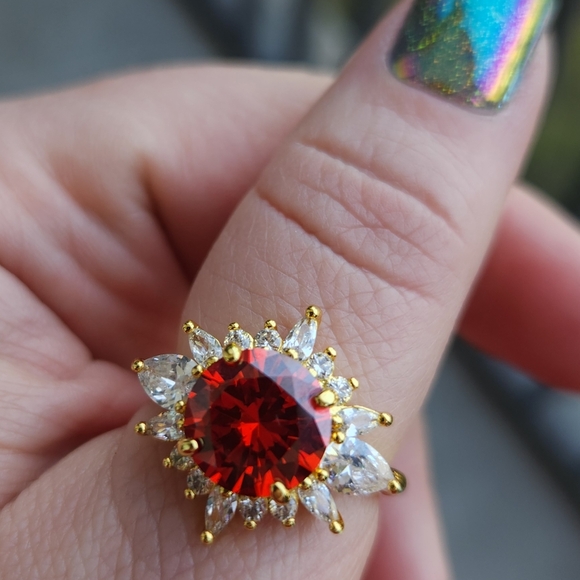 Bomb Party Jewelry - (5 For $25) Ring Bomb Party Rising Sun Of Creation Orange Sapphire Topaz Ring